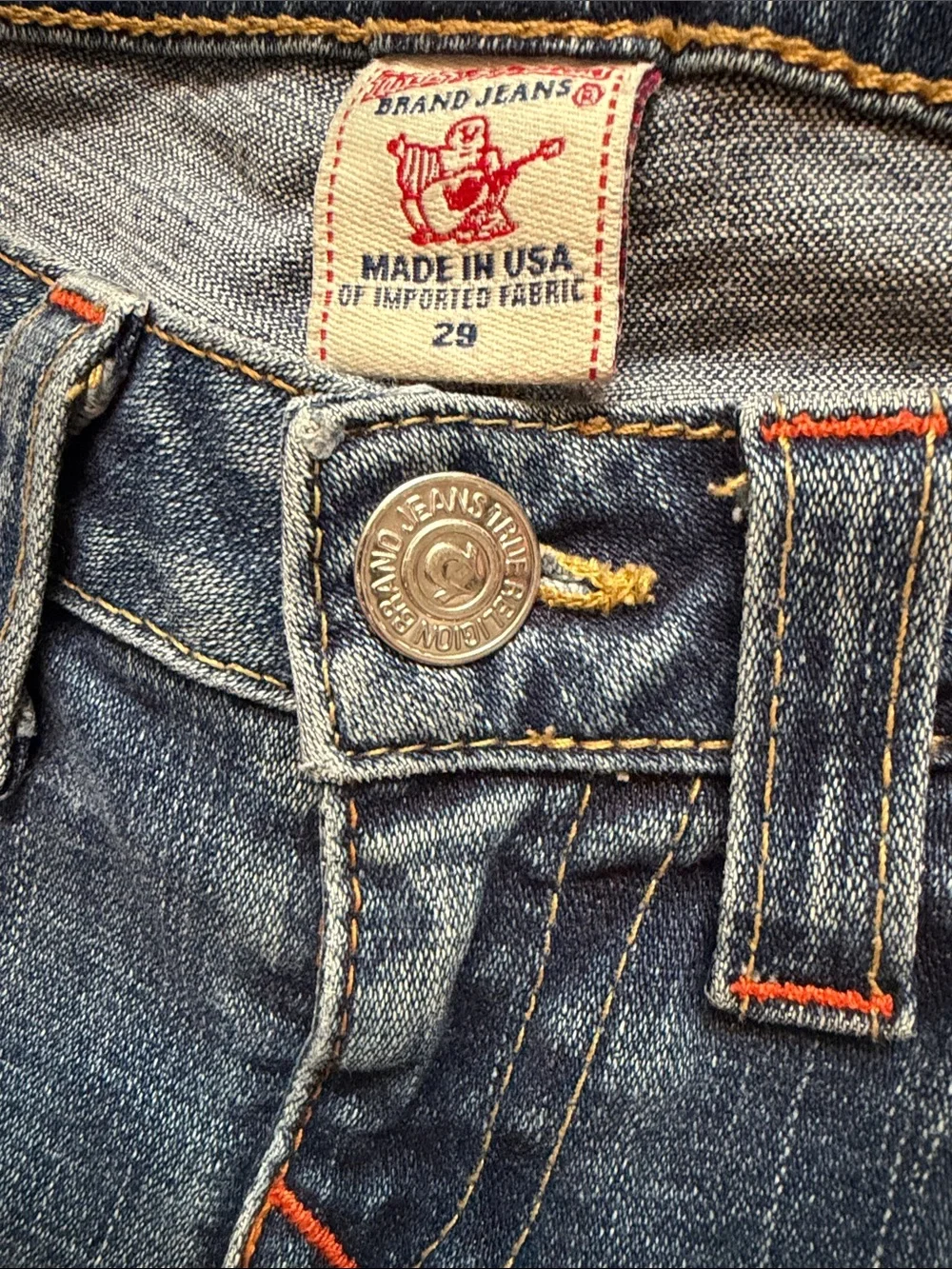 True Religion Men's Straight Leg Faded Blue Jeans